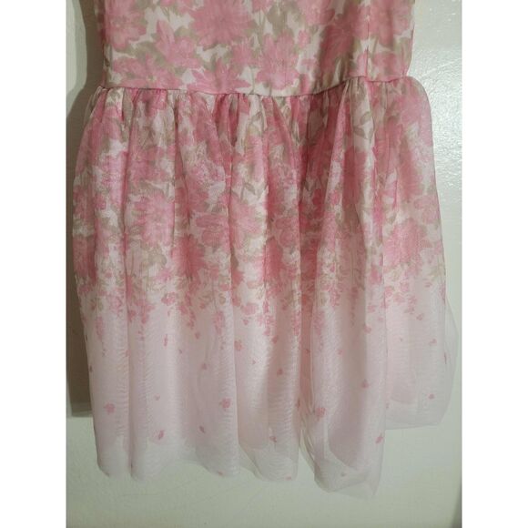EUC Zenzi Girl's Sleeveless Floral Tulle Lined Dress - Blush Pink Sparkle XL 14 - Picture 6 of 8
